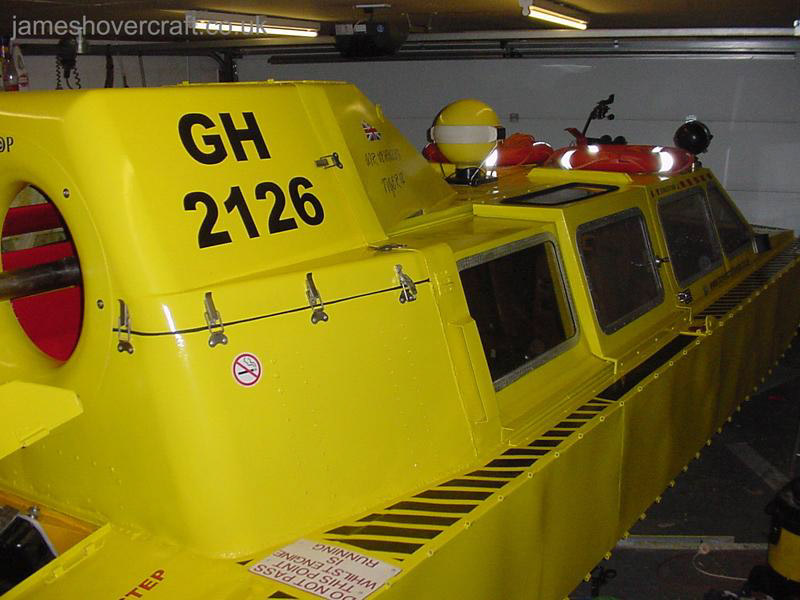 Restoring an old Tiger 12 hovercraft to a fully working state - Looking forward along the side of the craft ().